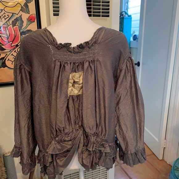 Magnolia Pearl Grey raw silk Button-Up Blouse - Picture 2 of 7